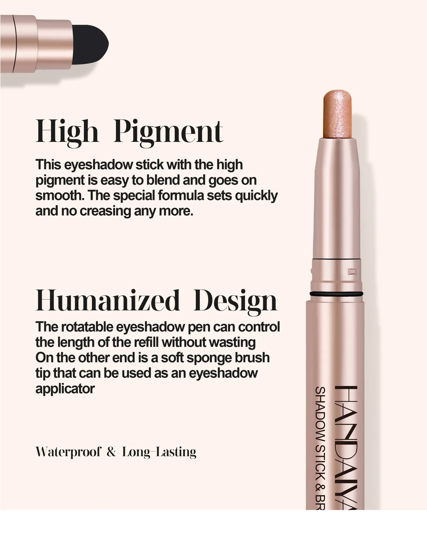 12 Colors Eyeshadow Stick Double Head Waterproof Long Lasting Metallic Shimmer Highlighter Cream Pen with Brush for Eyes
