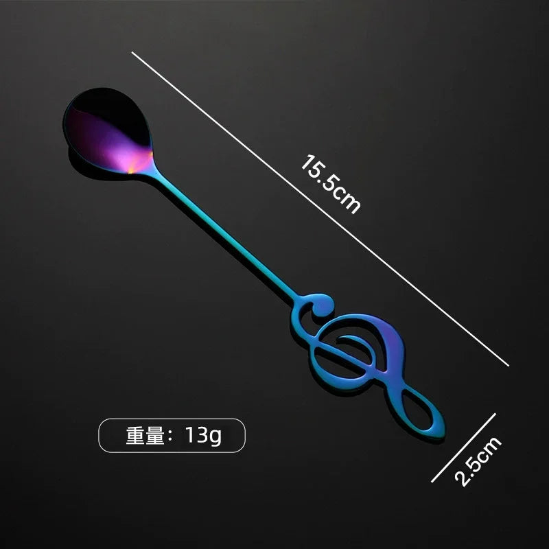 Musical Note Stainless Steel Teapoon Spoon Treble Clef Shape Mug Teaspoons Music Bar Ice Cream Creative Spoon Kitchen Tableware