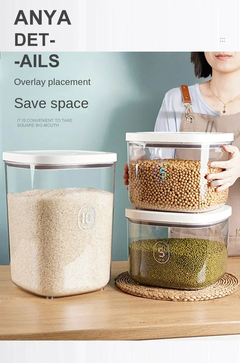 Seal Rice Bucket Vacuum Rice Buckets Cat Food Bucket Pet Food Storage Bucket Dust-proof Grain Jar Glass Jar Home Storage Box