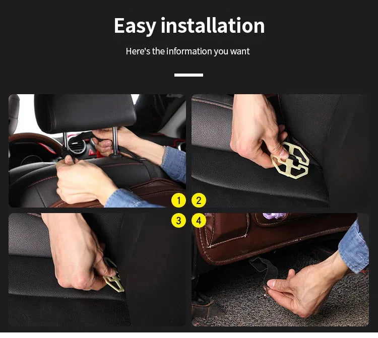 Car Back Seat Organizer Storage Bag with Foldable Table Tray Tablet Holder Tissue Box Auto Back Seat Bag Protector Accessories