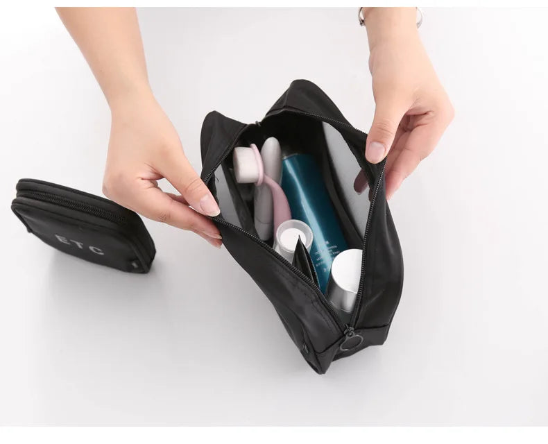 Makeup Bag Women Travel Toiletry Wash Makeup Bag Storage Case Zipper Make Up Bags Black Dot Transparent Mesh Cosmetic Bag