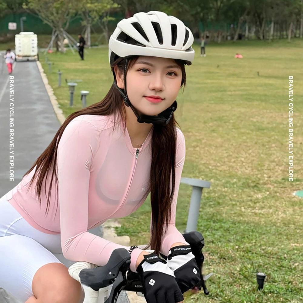 BCBE Women Long Sleeve Jersey Pro Aero Slim Fit MTB Road Cycling Jersey Breathable Quick Dry Sun Protection Riding Bike Clothing