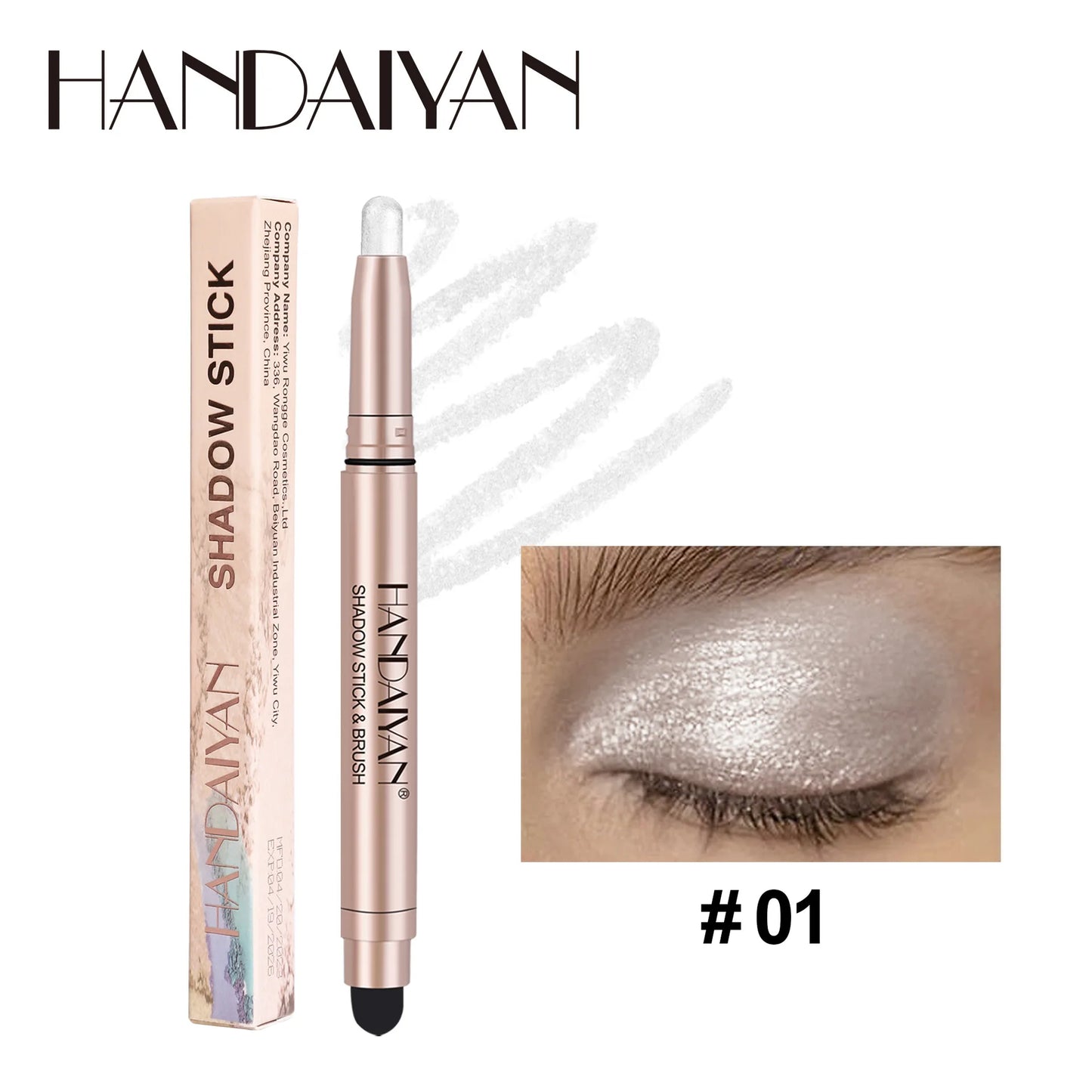 12 Colors Eyeshadow Stick Double Head Waterproof Long Lasting Metallic Shimmer Highlighter Cream Pen with Brush for Eyes