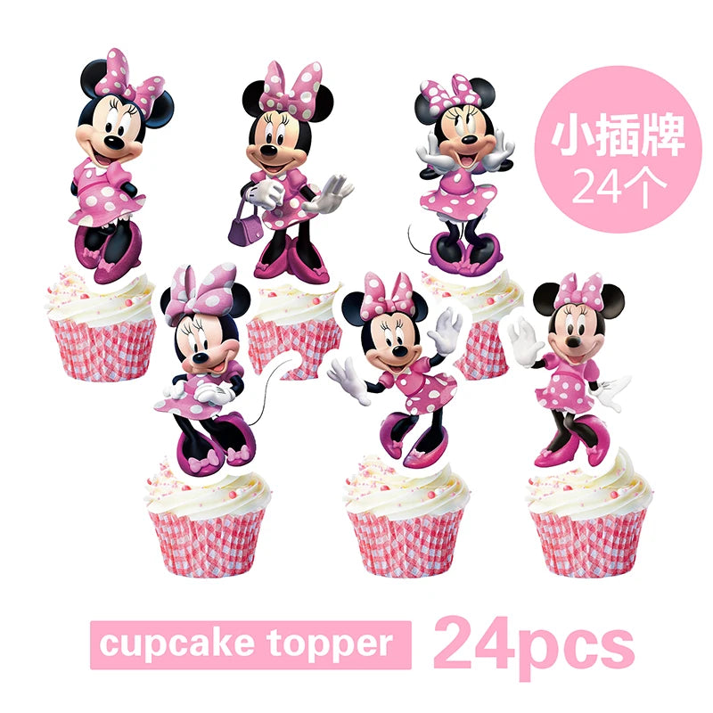 Minnie Mouse Birthday Party Decorate Girls Disposable Tableware Balloon Cups Plates Tablecloth Balloon Baby Shower Party Supply