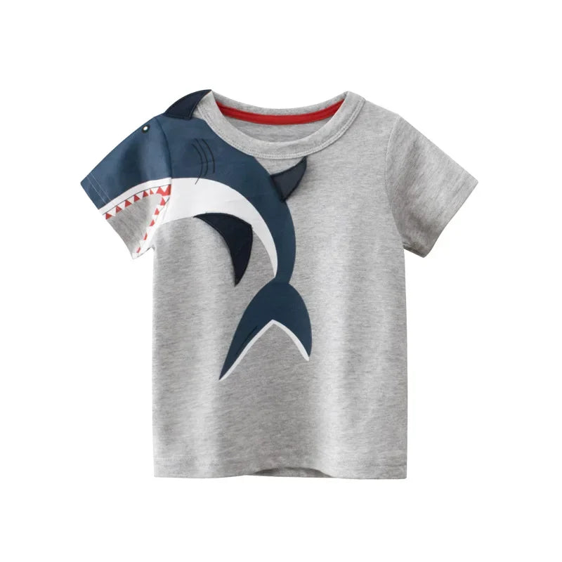 2 3 4 5 6 7 8 9 Years Boys Short Sleeve T-shirts Korean Version Kids Clothing Children Cotton Tees Summer Cartoon Tops