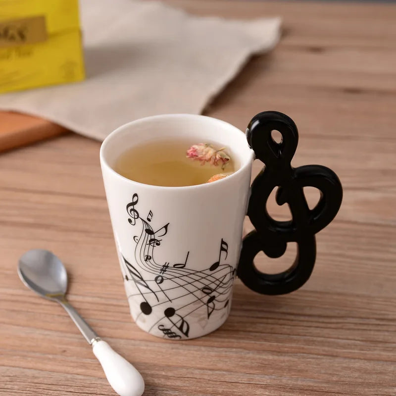 Novelty Music Note Cup Ceramic Guitar Coffee Mugs Personality Tea/Milk/Juice/Lemon Water Bottle Christmas Birthday Gift