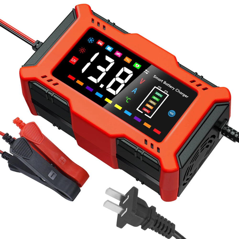 For Lead Acid / Lithium Iron Battery 14.6V/12V 6A 90W EU US Plug Car Battery Charger Pulse Repair 110V/240V Input
