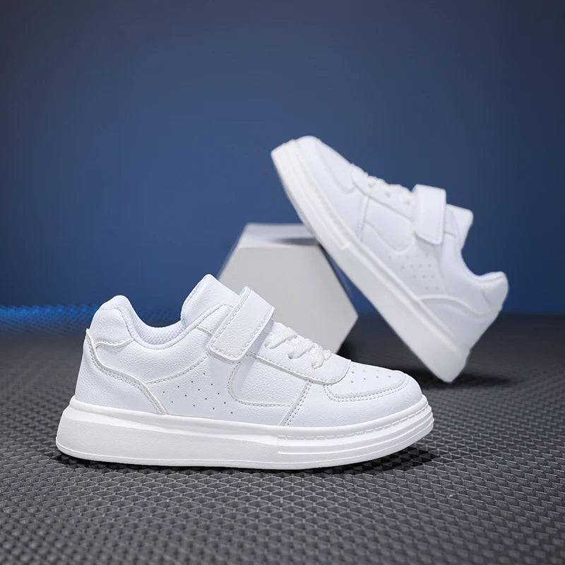 Breathable Sneakers Kids Boys Girls Sports Running Casual Shoe Leather Non-slip Soft Soled Children White Tennis Outdoor Shoes