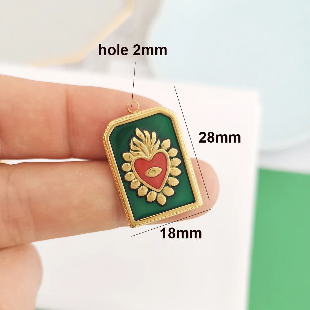 1pc Stainless Steel Big Pendant Small Charm Cherry Angel Boot Heart Tail Flower Star Cross Key Moon Pearl Bow PVD Gold Color
