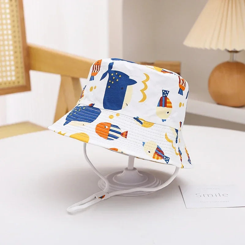 New Panama Summer Baby Sun Hat for Girls and Boys Beach Sun Cap Outdoor Children Bucket Hat Cartoon Autumn Kids Fisherman's Cap