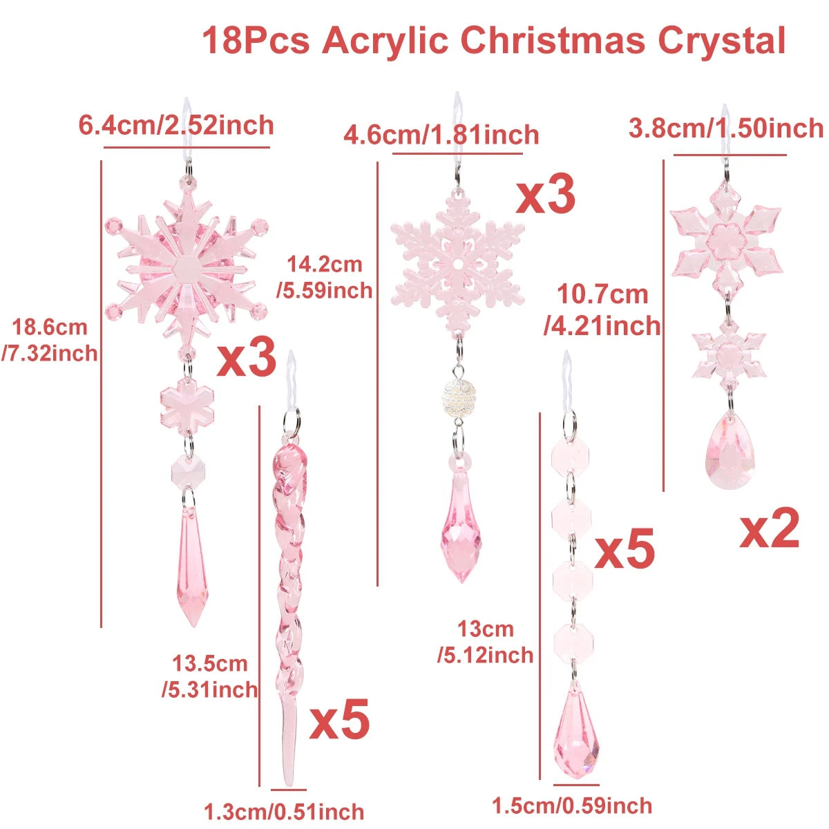 Christmas Crystal Acrylic Ornaments Christmas Decoration for Home 2025 Snowflake Xmas Tree Hanging Pendants New Year Gift 2026