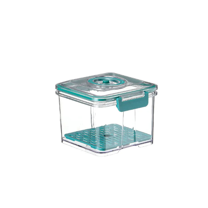 Vacuum Food Storage Container Transparent Fridge Organizer with Drain Net Large Capacity Food Dispenser for Kitchen Storage Box