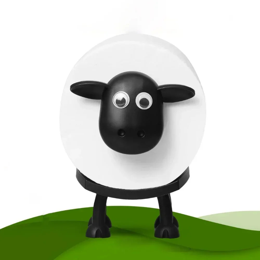 Sheep Toilet Paper Stand, Adorable Resin, Sheep Fabric Box, Stackable for Home, Bathroom, Vanity, Night Stand