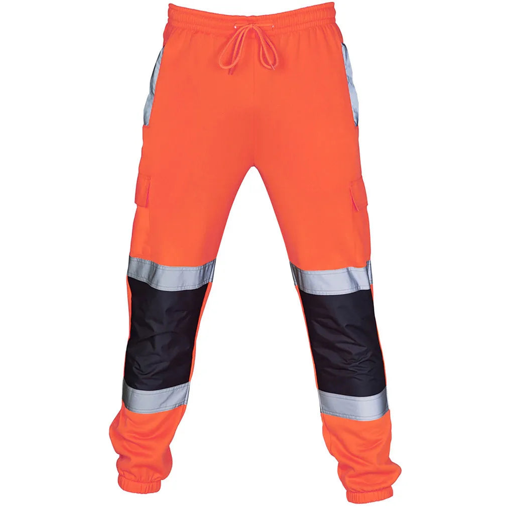 Men'S Reflective Overalls Multi-Pocket Training Sports Trousers Men Road Work High Visibility Overalls Casual Work Casual Pants