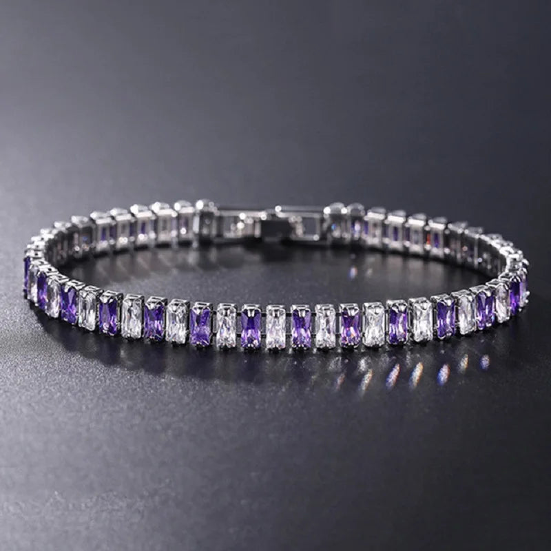 Luxury Hiphop Iced Out 4mm Cubic Zirconia Crystal Tennis Bracelets For Women Men Gold Color Silver Color Bracelet Chain Jewelry