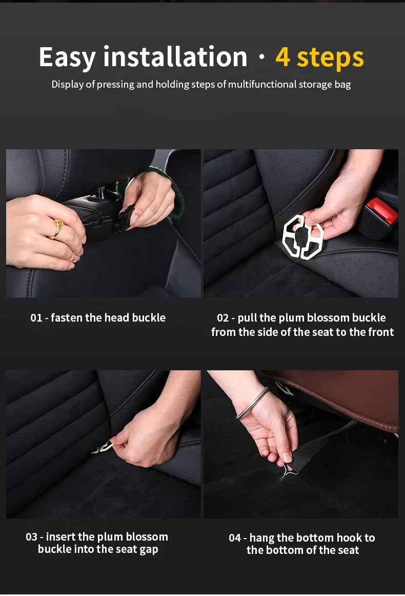 Car Back Seat Organizer Storage Bag with Foldable Table Tray Tablet Holder Tissue Box Auto Back Seat Bag Protector Accessories