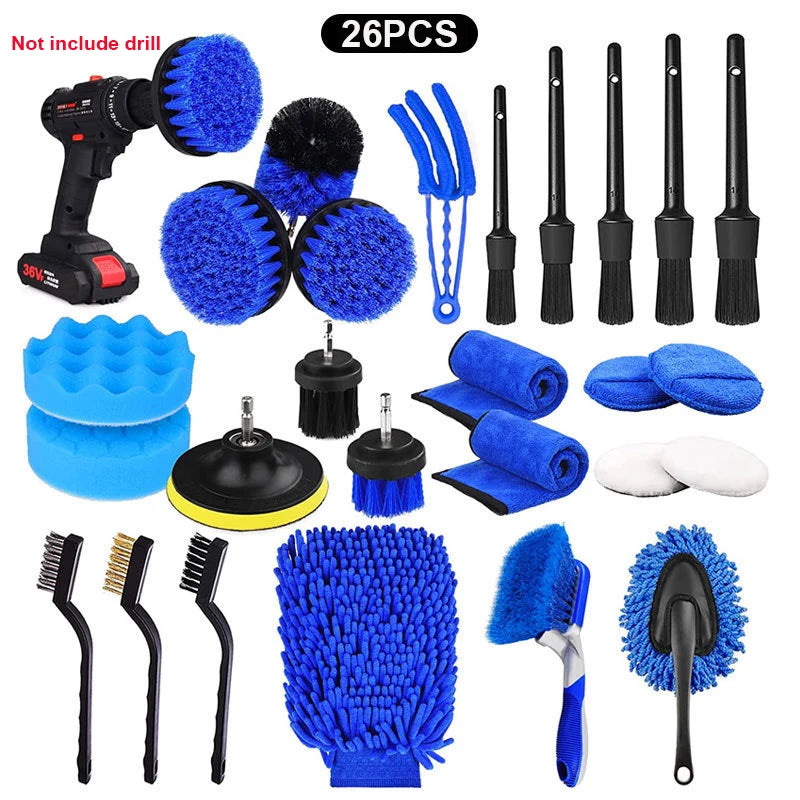 UNTIOR Electric Drill Brush Attachment Set Power Scrubber Brush Car Polisher Kitchen Bathroom Cleaning Kit Toilet Cleaning Tools