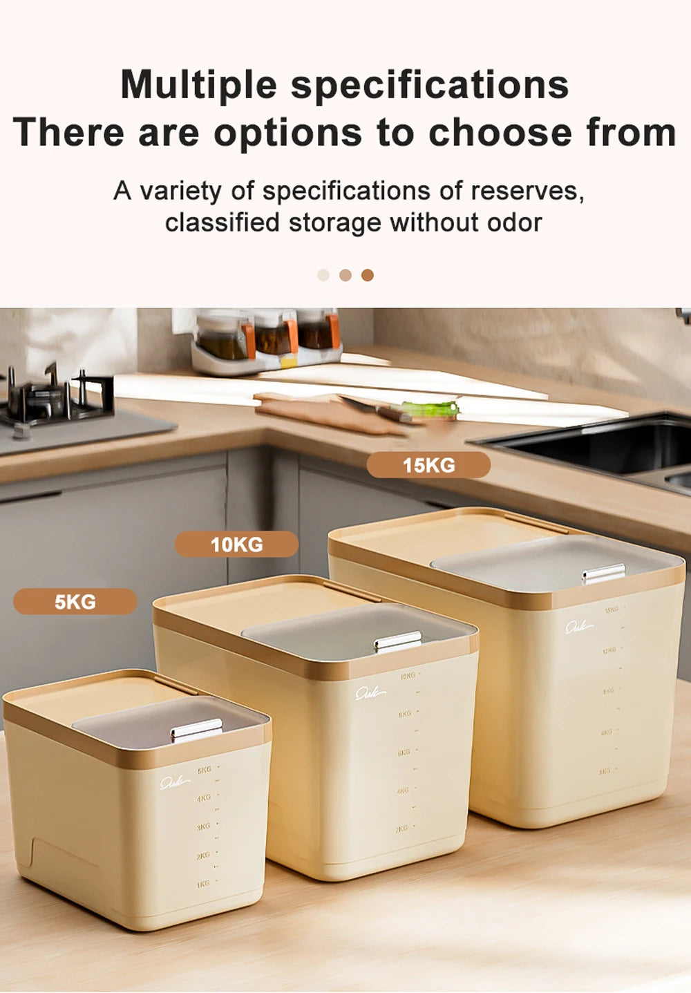 10KG Rice Container Rice Storage Box Pet Food Container Sealed Cereal Dispenser with Buckle Insect Proof Grain Kitchen Organizer