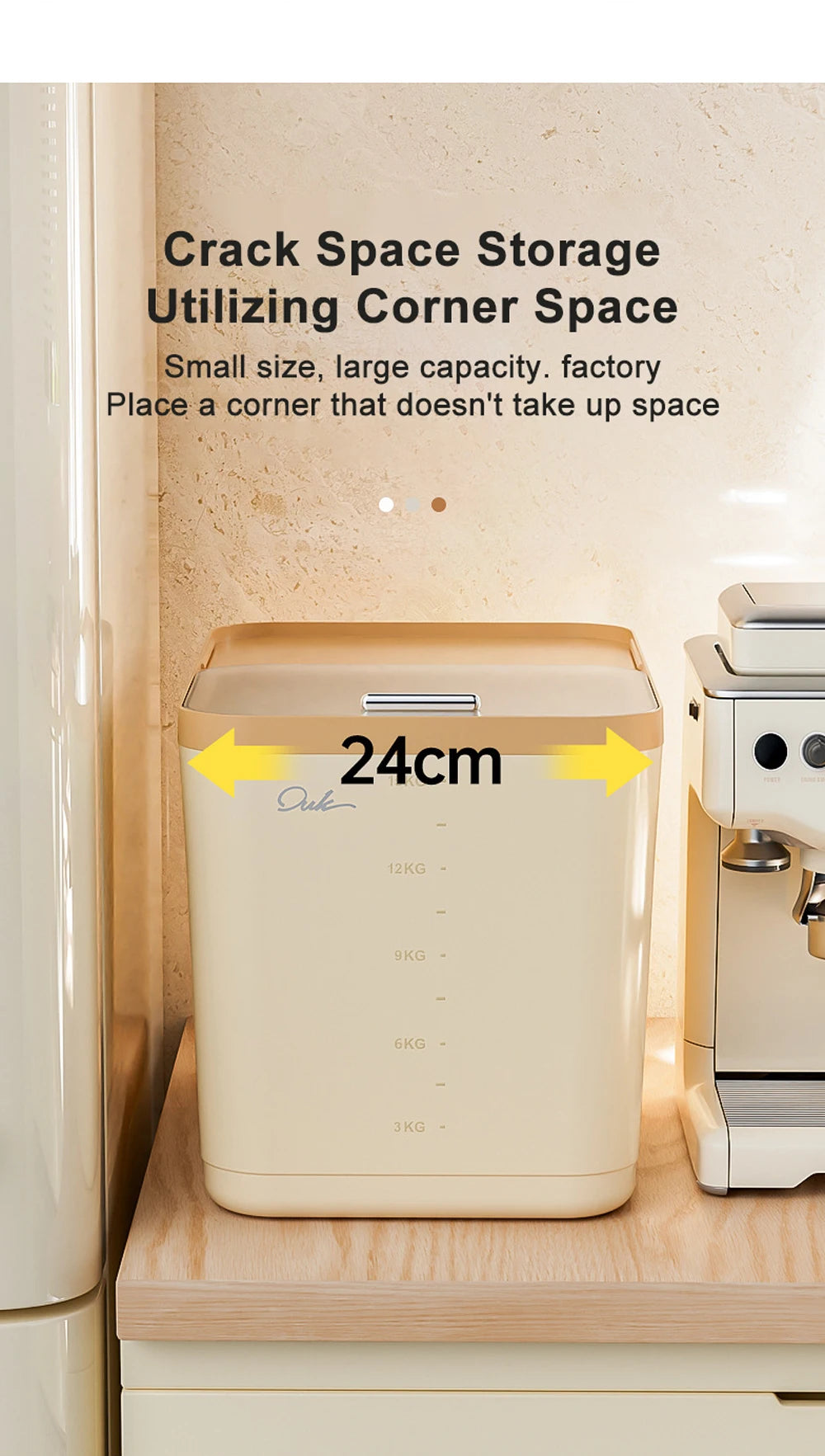 10KG Rice Container Rice Storage Box Pet Food Container Sealed Cereal Dispenser with Buckle Insect Proof Grain Kitchen Organizer