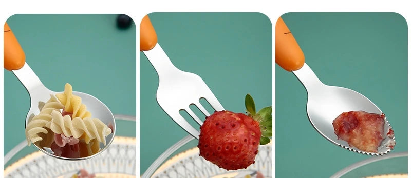 1/3PCS Baby Feeding Utensils Cartoon Fork Spoon Child Cutlery Set Kid Tableware Kitchen Gadgets Cake Vegetable Fork Teaspoon