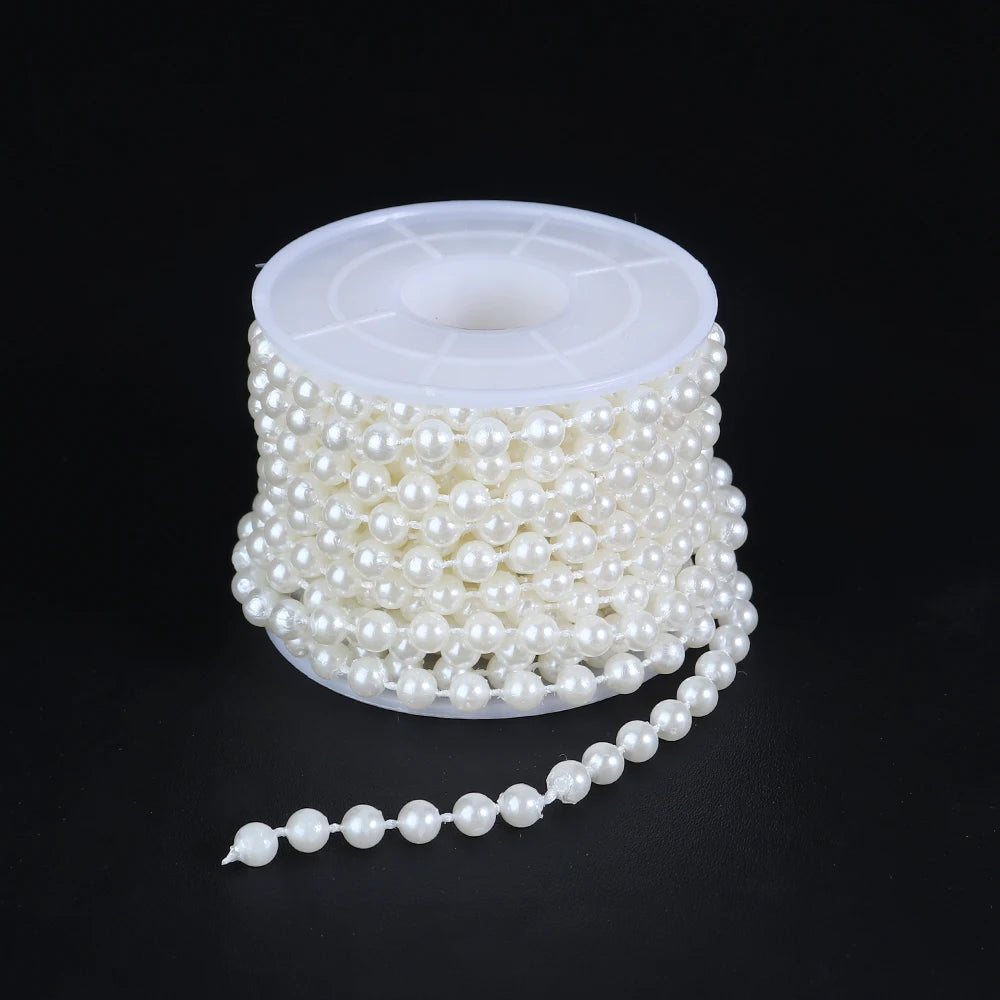 5yards/roll Imitation Pearl Chain White 3-12mm Round Beads Chain for Home Wedding Clothing Decoration Jewelry Making Accessories