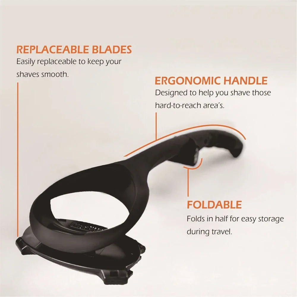 Painless Back Shaver Hair Remover 2 in 1 Facial Hair Trimmer Razor Foldable Handle Back Hair Removal Men Body Groomer