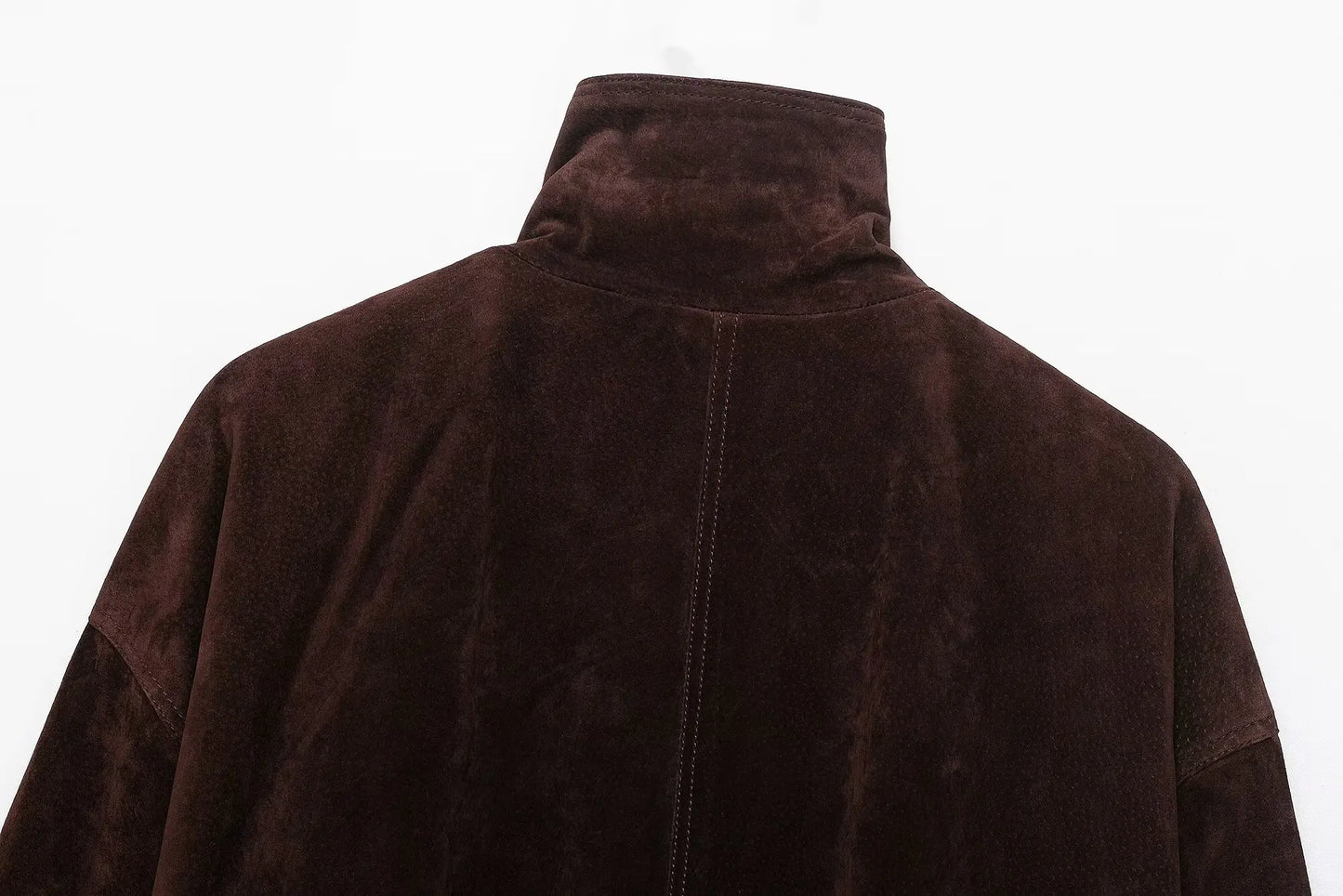 TRAFZA Women Autumn Casual Loose Coats Female Fashion High Collar Zipper Side Pocket Design Jackets Solid Street Style Coats