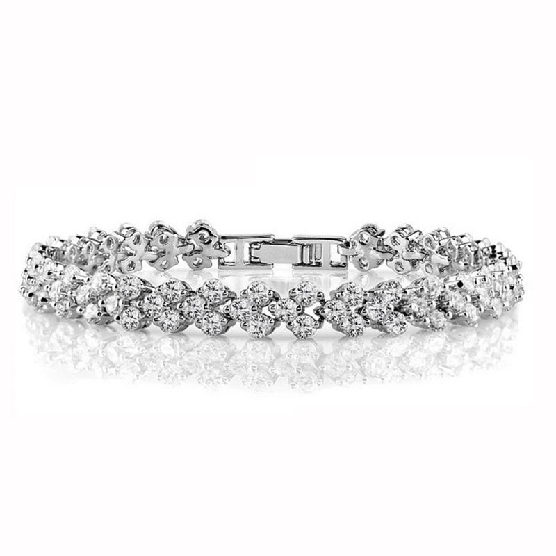 100% Solid Silver 925 Lab Diamonds Simulated Moissanite Bracelets for Women Girls Wedding Cocktail Party Fine Jewelry