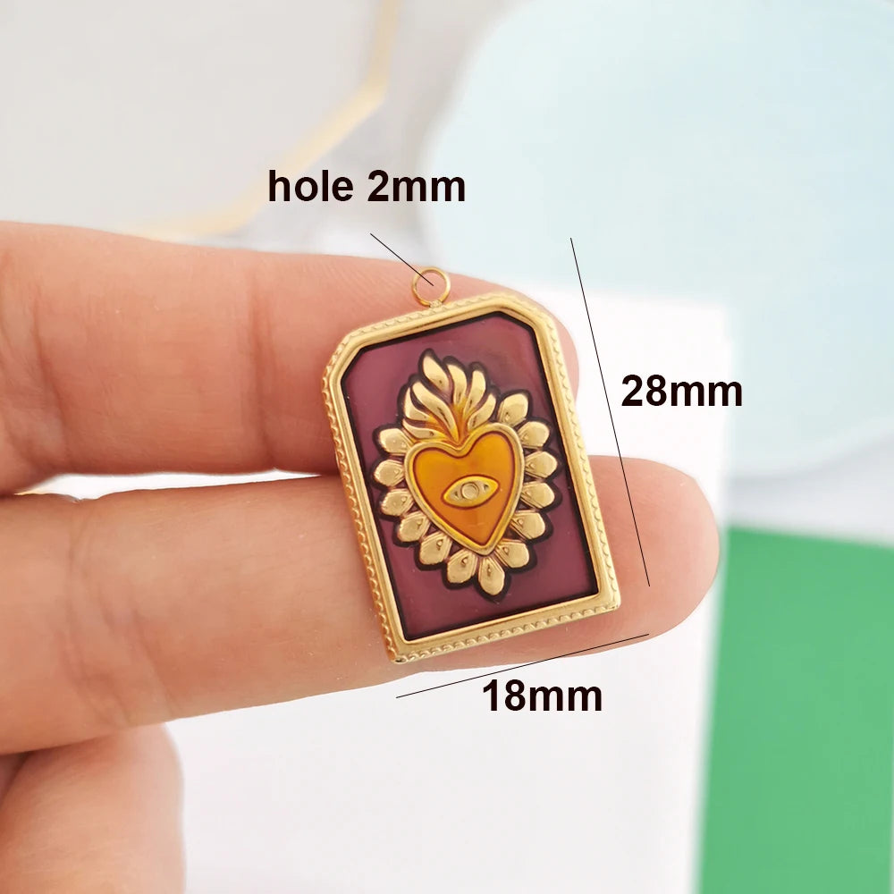 1pc Stainless Steel Big Pendant Small Charm Cherry Angel Boot Heart Tail Flower Star Cross Key Moon Pearl Bow PVD Gold Color
