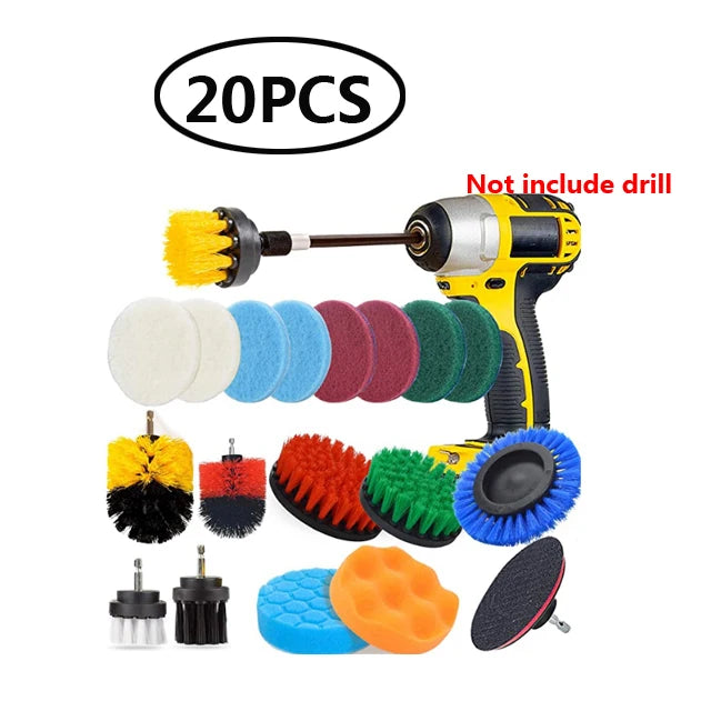 UNTIOR Electric Drill Brush Attachment Set Power Scrubber Brush Car Polisher Kitchen Bathroom Cleaning Kit Toilet Cleaning Tools
