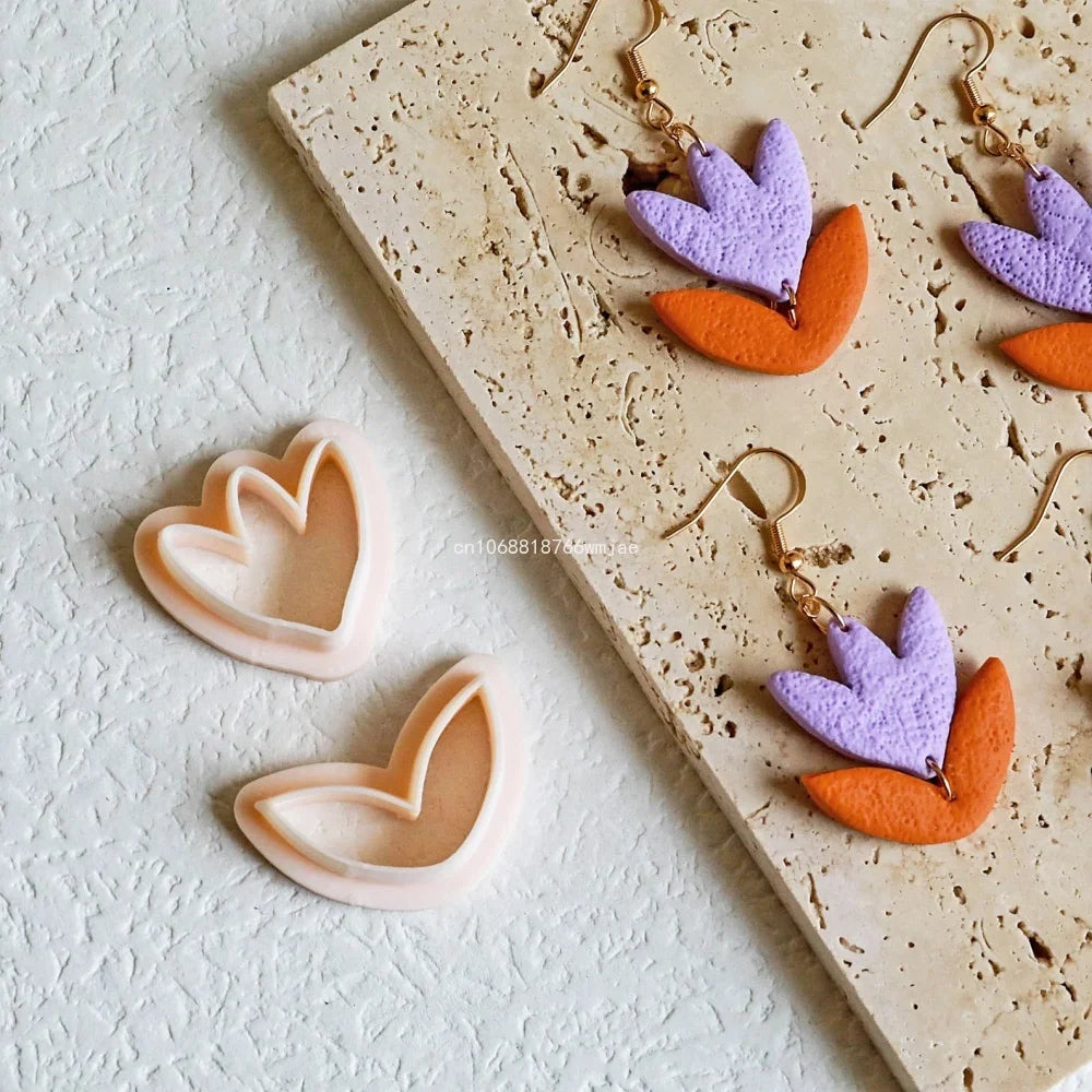 Leaves Shape Polymer Clay Earring Cutters Green Plant Flowers Dangle Clay Embossing Moulds for Handmade Jewelry Pendant Making