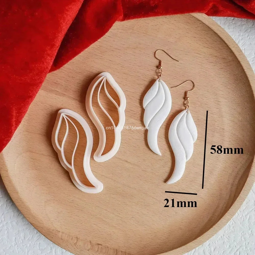 Leaves Shape Polymer Clay Earring Cutters Green Plant Flowers Dangle Clay Embossing Moulds for Handmade Jewelry Pendant Making