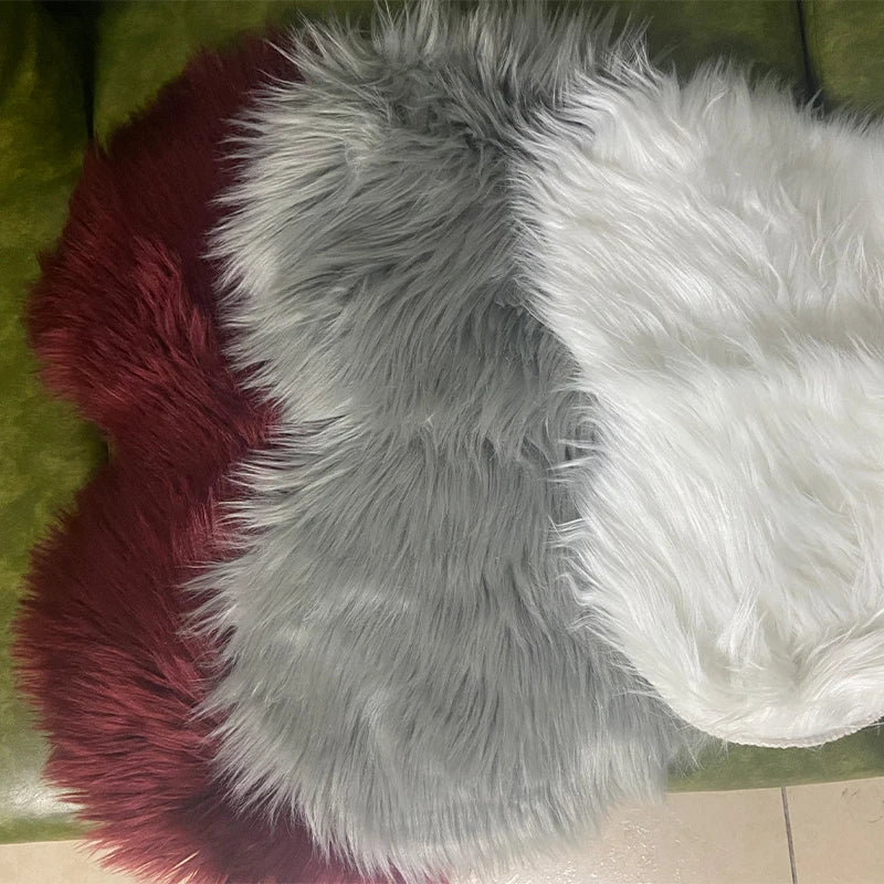 30x40cm Plush Carpet Heart Shaped Faux Fur Rug Imitation Wool Christmas Coffee Table LivingRoom Shag Carpet Solid Color Style