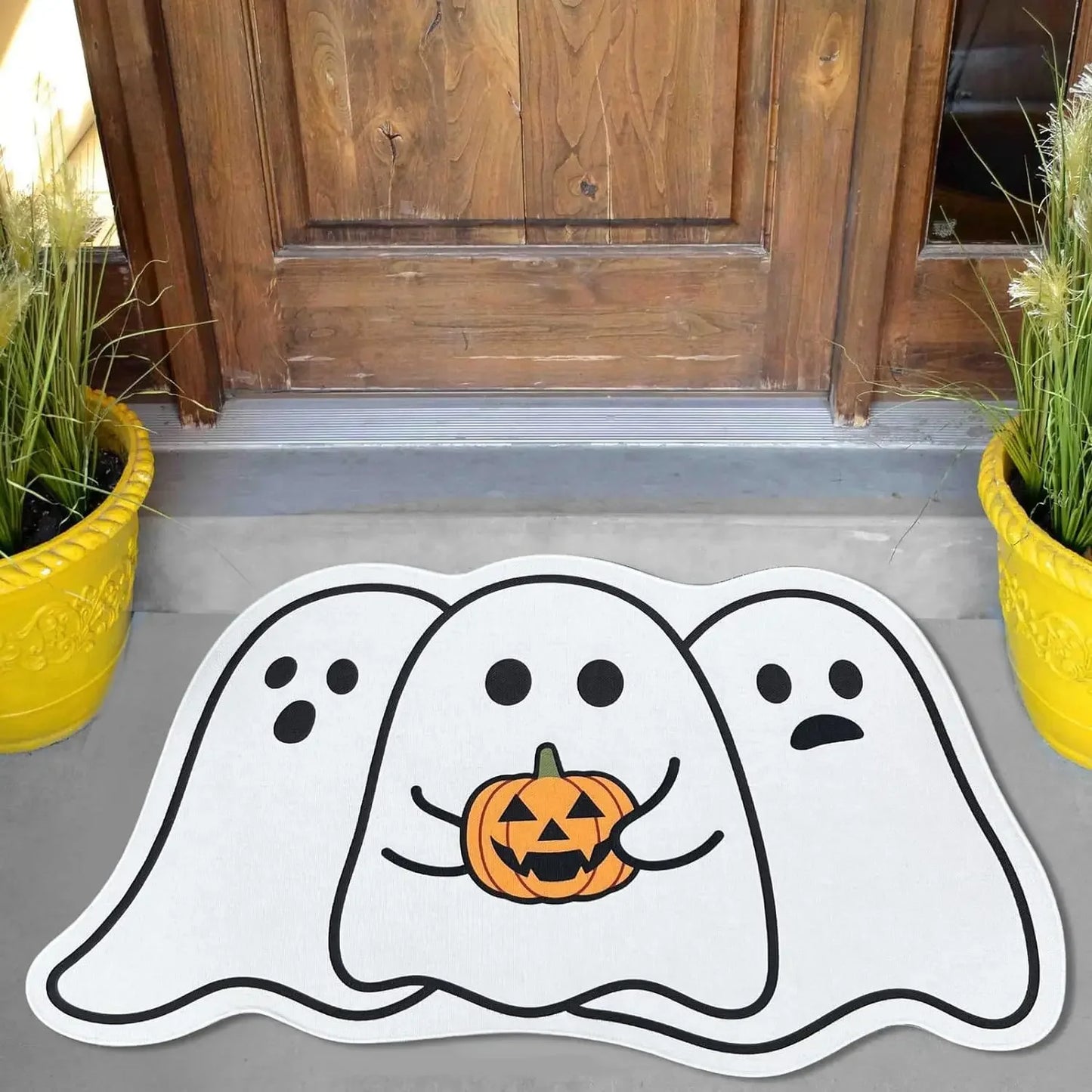 VIKAMA Halloween-vormige dekoratiewe tapyt swart spinnekopweb spook gotiese badkamer ingang voetsteun wasbare vuilbestande tapyt