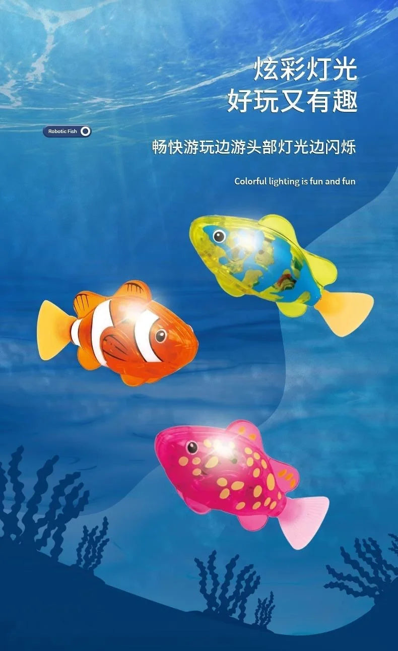 Children's Holiday Gift Bath Electronic Interactive Toy Light Swimming Fishing Simulation Color Pet Fish