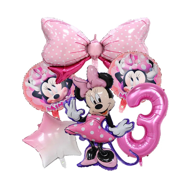 Minnie Mouse Birthday Party Decorate Girls Disposable Tableware Balloon Cups Plates Tablecloth Balloon Baby Shower Party Supply