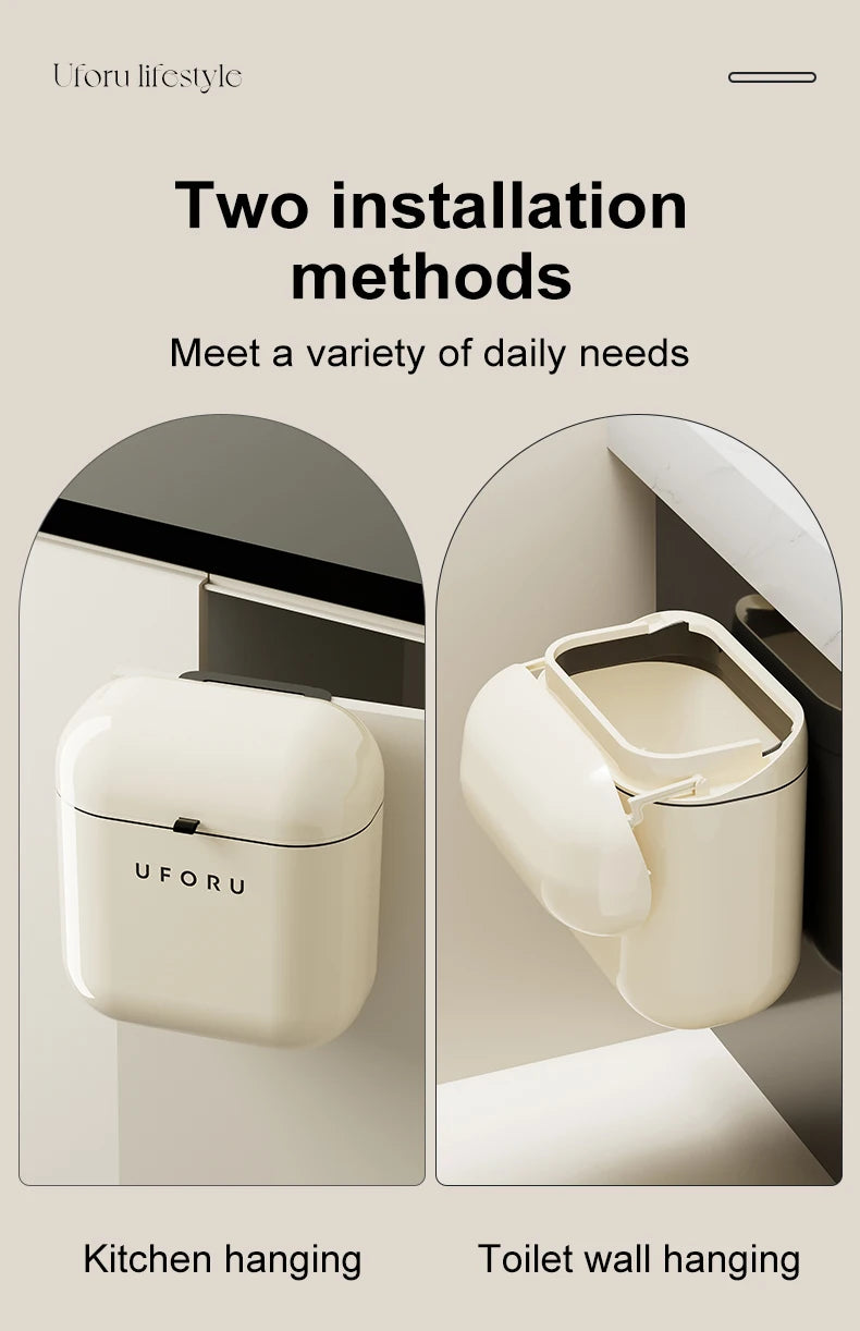 Wall-mounted Trash Can Household Large Capacity High Appearance Level Kitchen Toilet With A Cover Waterproof Crack Dustbin