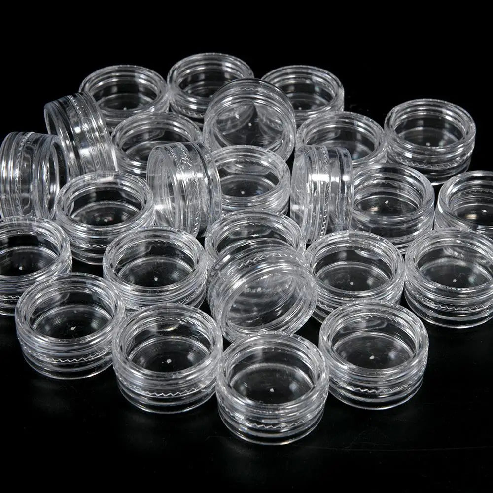 50Pcs/set Transparent Plastic Jewelry Bead Storage Box Small Bottom Round Container Jars Make Up Organizer Storage Boxes