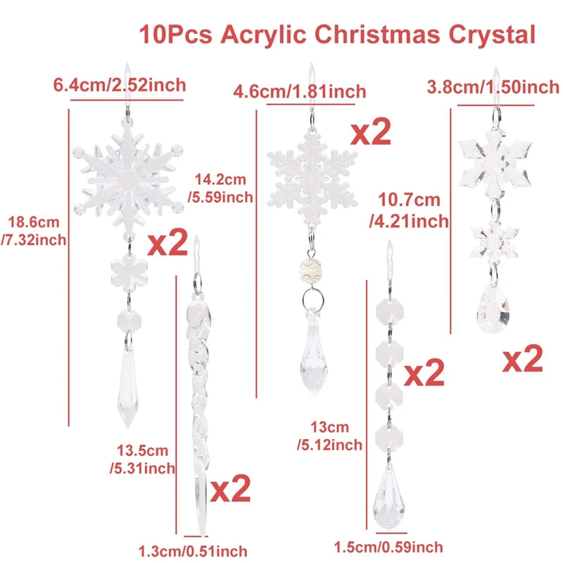 Christmas Crystal Acrylic Ornaments Christmas Decoration for Home 2025 Snowflake Xmas Tree Hanging Pendants New Year Gift 2026