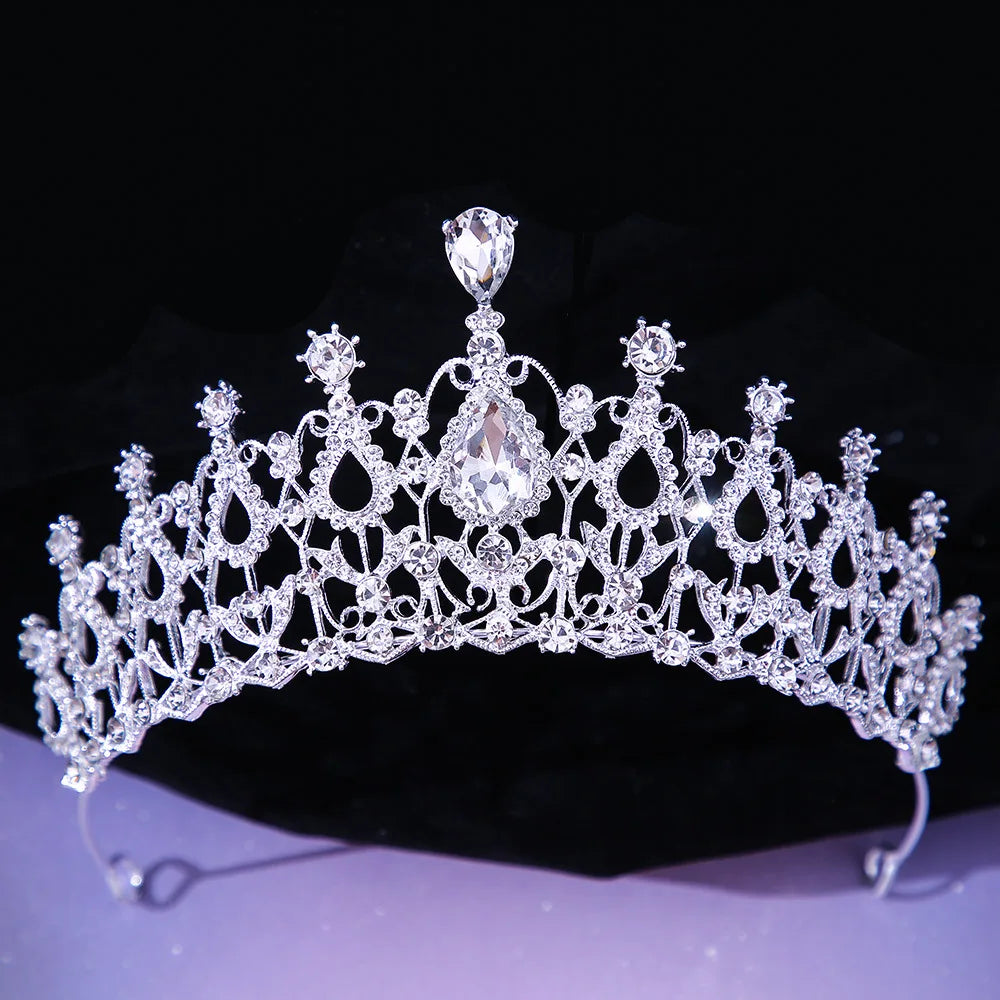 DIEZI Baroque Princess Queen Bridal Crown Purple Crystal Tiara For Women Wedding Vintage Crown Hair Dress Accessories Jewelry