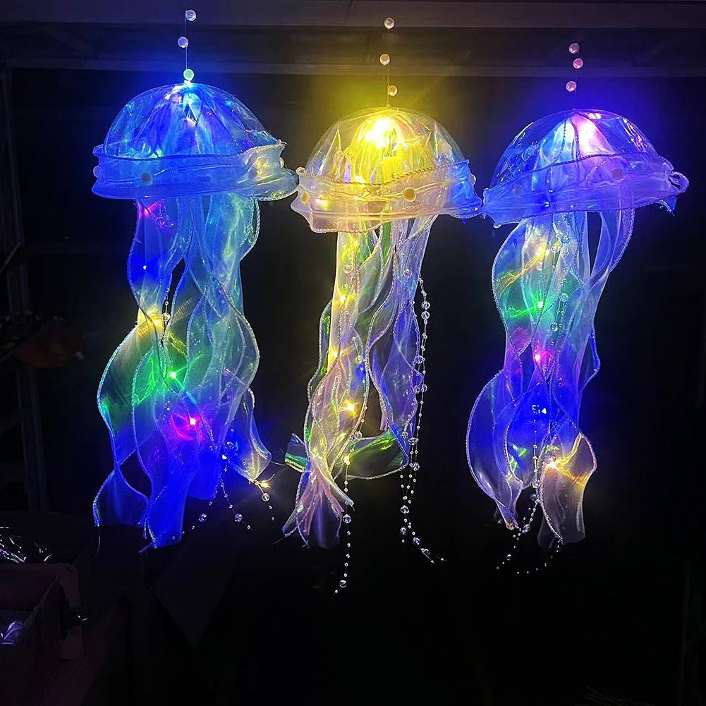 LED Jellyfish Lamp Colored DIY Mermaid Jellyfish Light Hand-held Luminous Lantern Girls Birthday Party Wedding Decor Night Light