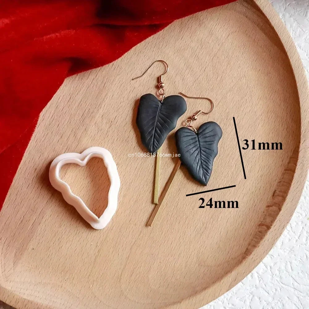 Leaves Shape Polymer Clay Earring Cutters Green Plant Flowers Dangle Clay Embossing Moulds for Handmade Jewelry Pendant Making