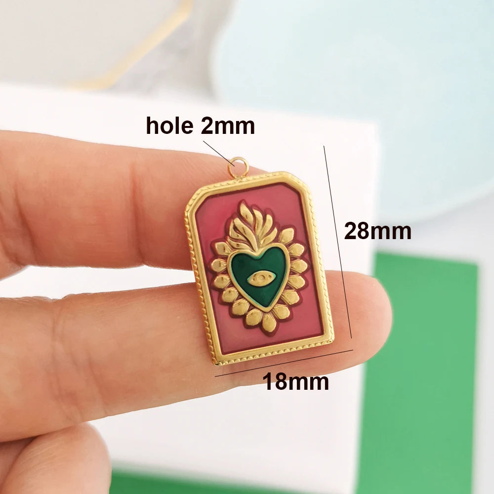1pc Stainless Steel Big Pendant Small Charm Cherry Angel Boot Heart Tail Flower Star Cross Key Moon Pearl Bow PVD Gold Color