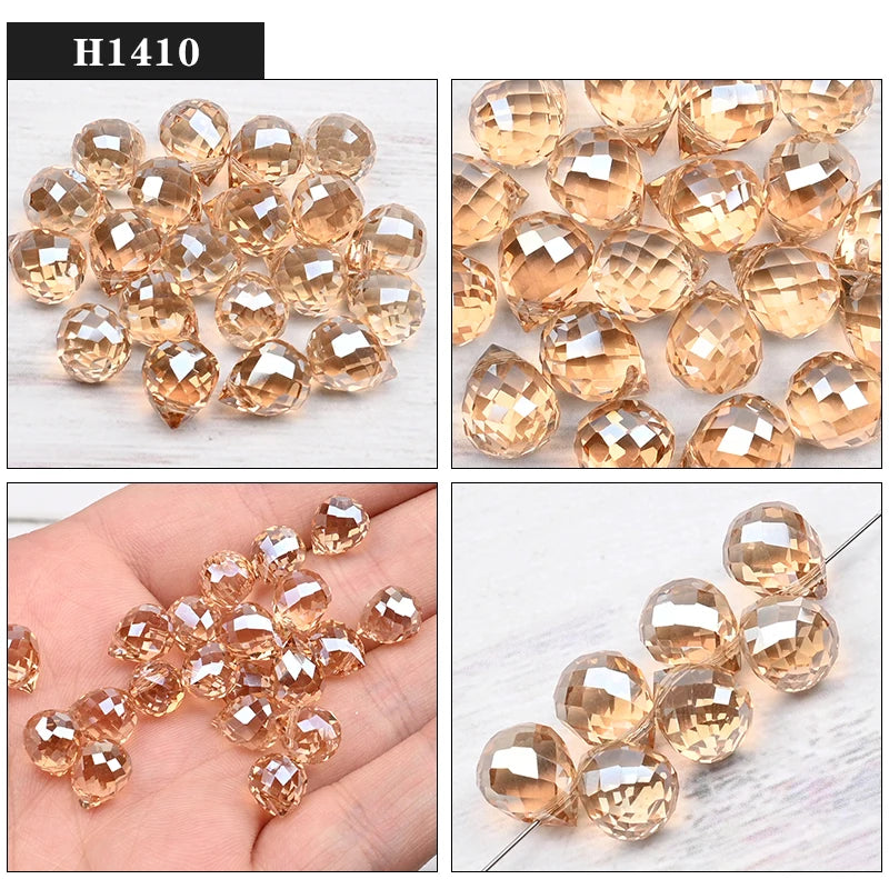 Austria Pear Shape Crystal Faceted Beads 10Mm Assorted Glass Spacer Chandelier Beads for Wedding Diy Necklace Bracelet Earring
