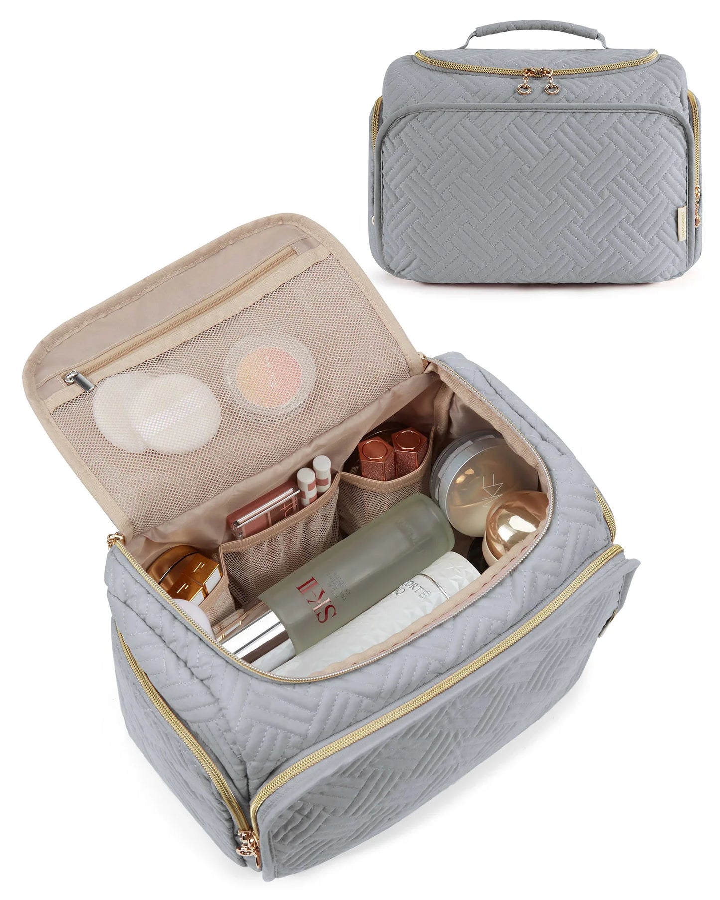 BAGSMART Cosmetic Bag for Make UP Cases Large Capacity Makeup Organizer With Handle Waterproof Travel Toiletry Storage