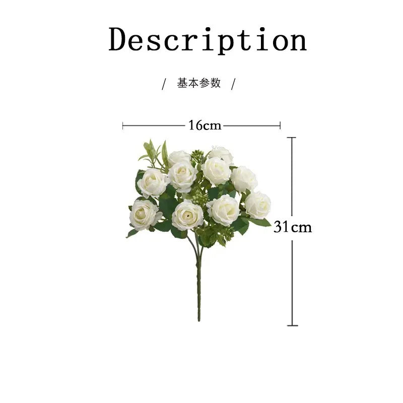 10 Heads Rose Bouquet Artificial Flowers Western Rose Wedding Decoration 6 Colors Peonies Fake Flowers Artificial Flowers