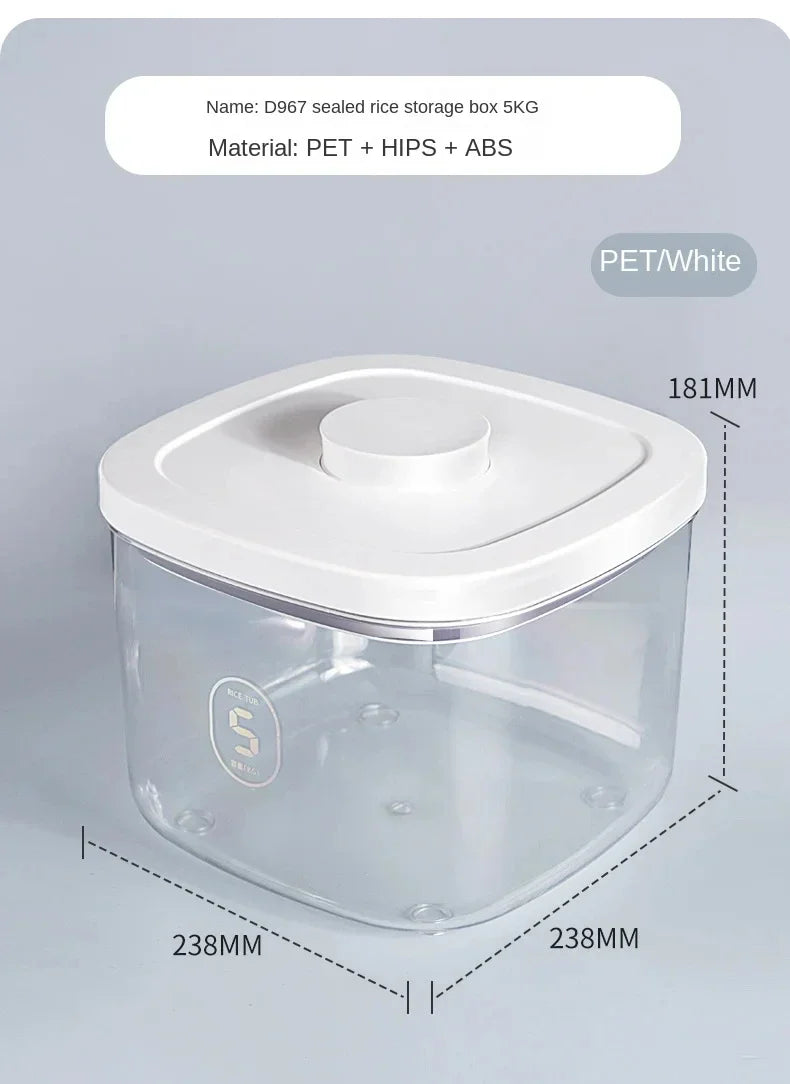 Seal Rice Bucket Vacuum Rice Buckets Cat Food Bucket Pet Food Storage Bucket Dust-proof Grain Jar Glass Jar Home Storage Box