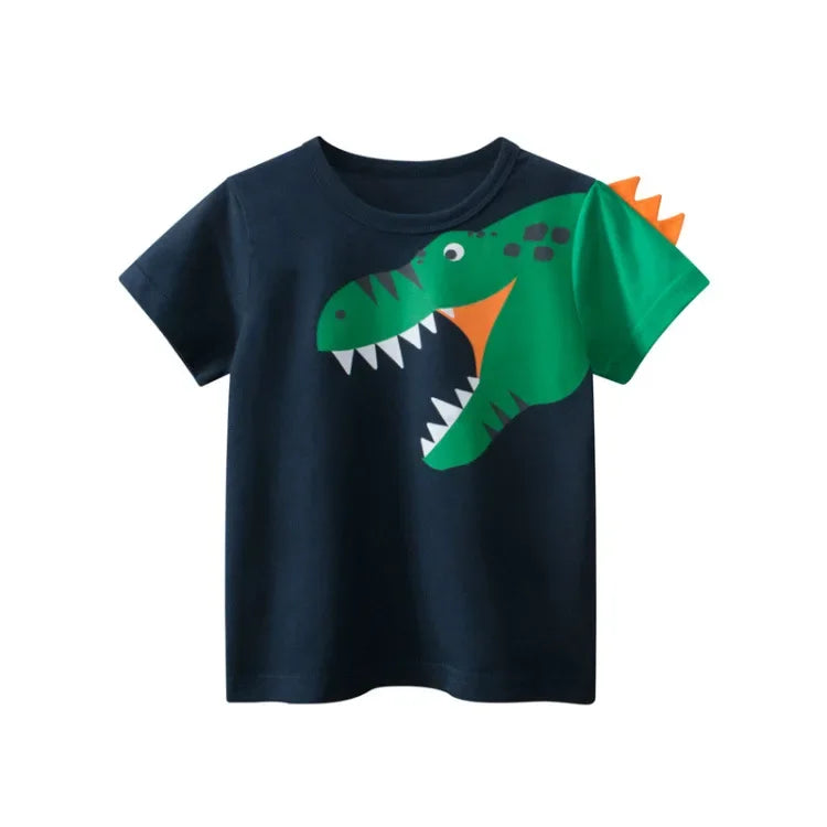 2 3 4 5 6 7 8 9 Years Boys Short Sleeve T-shirts Korean Version Kids Clothing Children Cotton Tees Summer Cartoon Tops