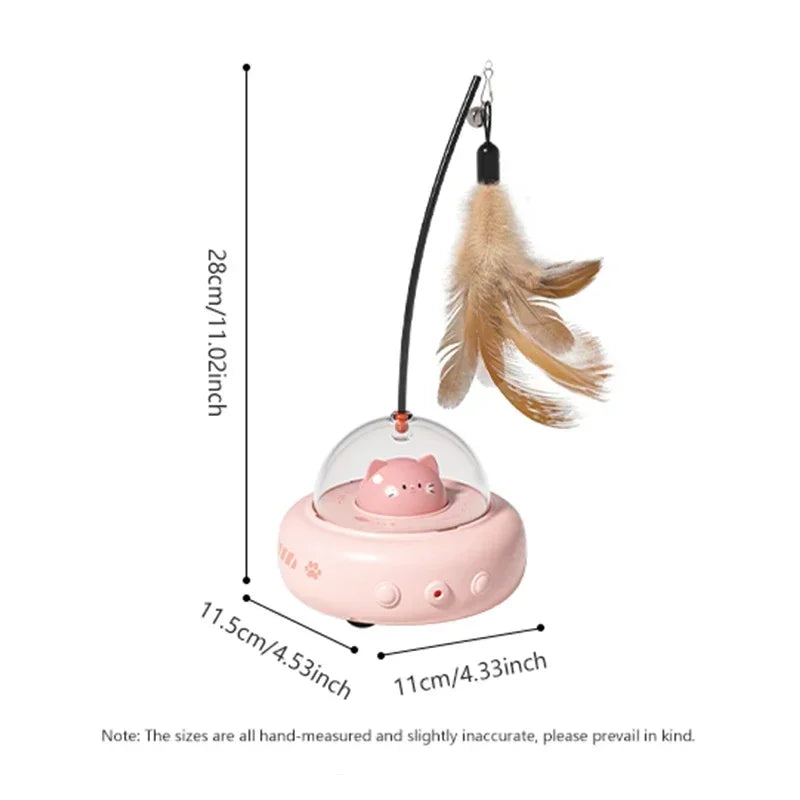 Smart Teaser Cat Toy Electric UFO Cat Teaser Stick With Bell Training Pet Toys Replaceable Feather Interactive Cat Supplies