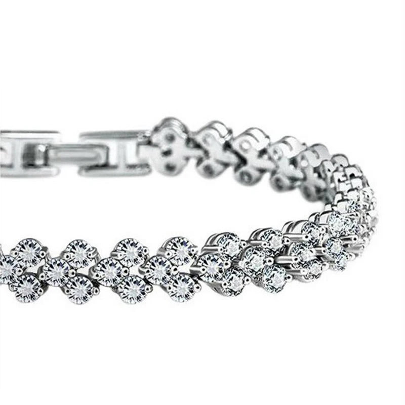 100% Solid Silver 925 Lab Diamonds Simulated Moissanite Bracelets for Women Girls Wedding Cocktail Party Fine Jewelry
